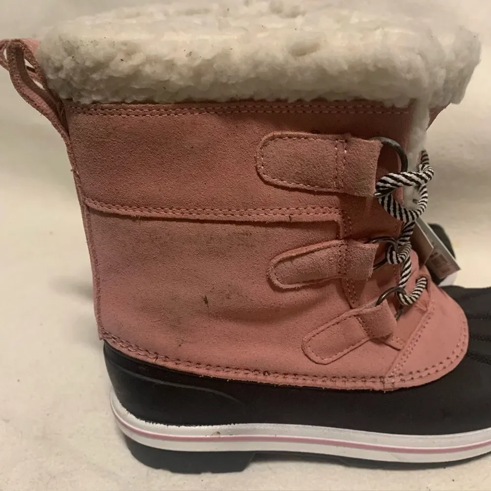 Cat And Jack Kids Easy On Winter Boots Youth Girl Sz 3 Pink Fur Lined Warm